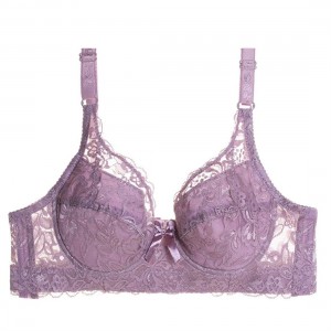 Ultra-thin Underwear Sexy Lace Bra with Four-Hooks Closure & Adjustable Straps