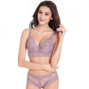 Ultra-thin Underwear Sexy Lace Bra with Four-Hooks Closure & Adjustable Straps