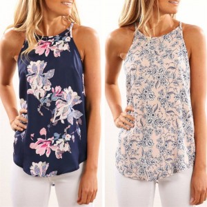 Fashion Floral Digital Print Sleeveless Camisole Women Breathable Tank Tops