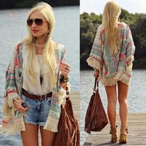 Womens Summer Blouse Sexy Floral Shirt Loose Kimono Cardigan Casual Tops