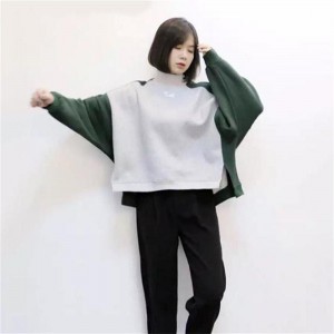 Ladies Casual Pullover Sweatershirts Loose Patchwork Long-sleeved Warm Tops
